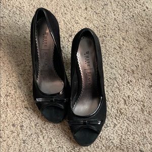 Black Suede high heels with small bow